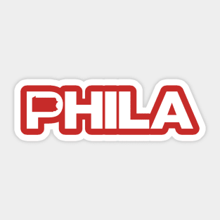 Philadelphia 'Phila' Sports Fan T-Shirt: Flaunt Your Philly Pride with a Bold State-Shaped Design! Sticker